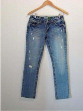 Aeropostale Jeans Bayla Skinny Straight Distressed Size 3 / 4 Tall 30" Inseam